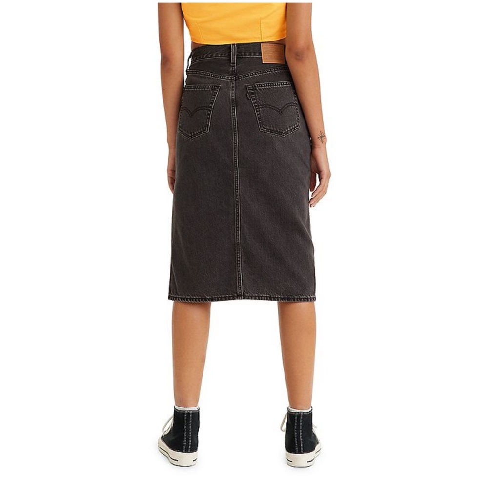 Levi’s Black Denim Side Slit Midi Jean Skirt - Picture 2 of 10